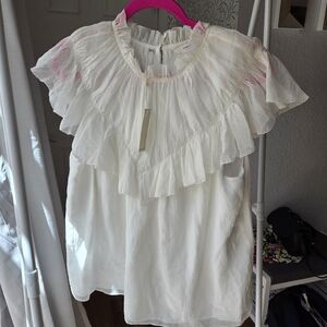 NWT Rebecca Taylor Flutter Sleeve Top, Size XL